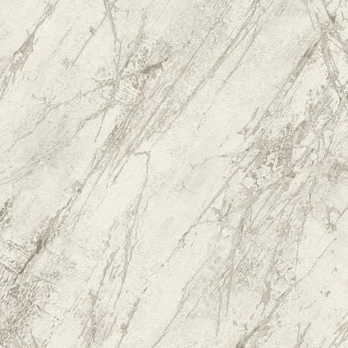 Profhome Papier peint effet marbre 388172-GU papier peint intissé (TNT) blanc gris 0,53 m x 10,05 m / 5,33 m2