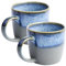 2 Stück 330Ml Keramik Kaffeetassen, Ocean Teetasse Cappuccino Tassen für Büro und Zuhause mit Henkel, Große Milchkaffeetasse Keramik Mugs für Kakao, Cappuccino, Latte, Müsli (Blau)