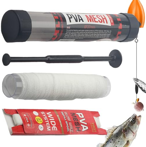 5M PVA Mesh Kit, 25mm 37mm Wide PVA Mesh, Slow Melt Nesting Net, Lure Net Bucket with Funnel and Plunger for Lakes, Reservoirs or Coastlines