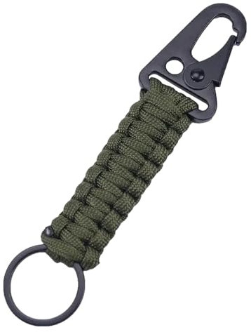 KREATIONS Porte-clés : tire-bouchon 2 en 1 avec corde, Vert armée, S