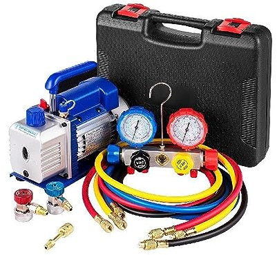 Pompa for vuoto, 4.8CFM Pompa for vuoto refrigerante CA con manometri Refrigerazione HVAC Casa Confezionamento sottovuoto Aria condizionata Manutenzione dell'automobile