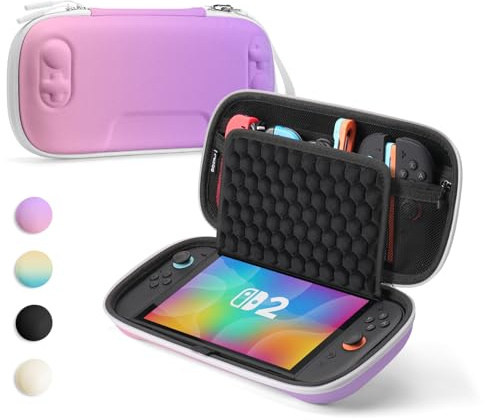 Tasche für Nintendo Switch 2 (2025) Konsole, Verbessertes Stoßdämpfendes Wabendesign, Harte Tragetasche Hülle Case für Switch 2 Zubehör und Spiele mit 10 Spielkartenfächern, Geschenkbox Schutzhülle