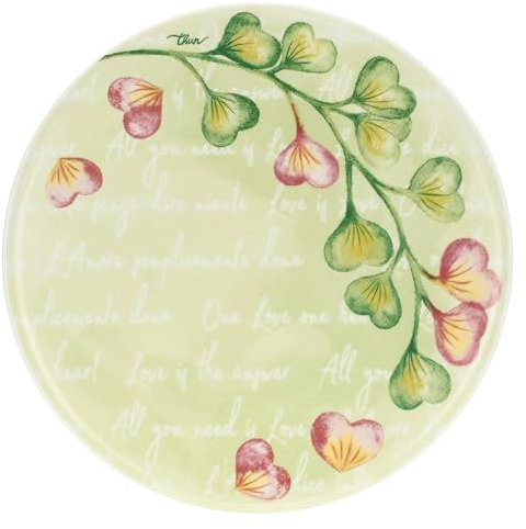 THUN - Piatto tavola grande - porcelllana - Collezione Cuori in Fiore - 32 cm
