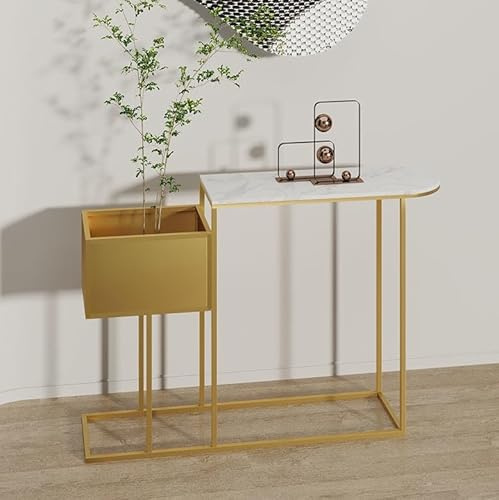 IYUESQ Console étroite, Table de canapé avec Cadre en métal, Table de Couloir Moderne derrière la Table de canapé pour entrée, Couloir, Hall d'entrée, Hauteur : 80 cm (doré, 100 cm)