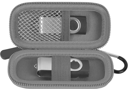 USB Flash Drive Case for SanDisk/for Kingston/for Samsung, Case Only | Thumb Drive Storage Organizer for 2 USB Stick, Mesh Pocket, Carabiner, for Students, IT Staff and Travel, Dark Grey