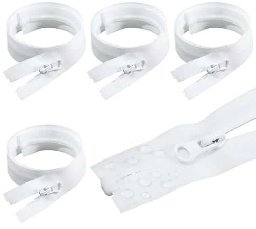 GORGECRAFT 5 pz #5 Cerniera Invisibile di Ricambio Sfusa da 73cm in Nylon Bianco Impermeabile Resistente con Cursori di Estrazione per Cucito Fai da Te Borse Accessori
