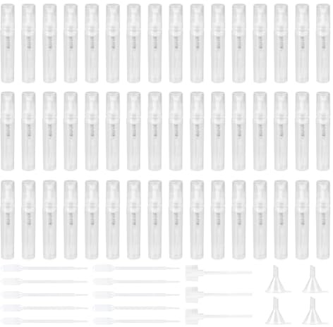 lalago 100 pcs Botella de Spray Transparente 3ml, Mini Botellas de Spray, Plástico Botella Vacía de Spray, Botella de Pulverizadora, Mini Botellas de Perfume para Aceites Esenciales Perfume