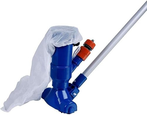 Aspirafango Piscina Manuale con 5 Aste di Collegamento (140 cm) Aspirapolvere Piscina per Fondo e Pareti Pulitore Piscina Fuori Terra e Interrata Kit Pulizia Piscina per Giardino Laghetto e Spa(Blu)