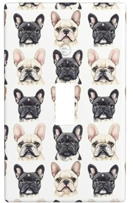 Joli bouledogue français A 1 plaque de couverture d'interrupteur imprimé, couverture décorative à bascule, 1 gang taille standard 11,4 x 7 cm, polycarbonate thermoplastique incassable