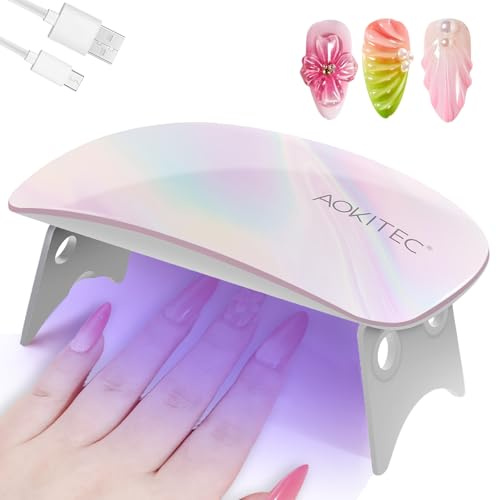 Aokitec Mini Lámpara UV LED Plegable para Uñas de Gel | Secador portátil con diseño de ratón para esmalte de gel, uñas postizas y extensiones