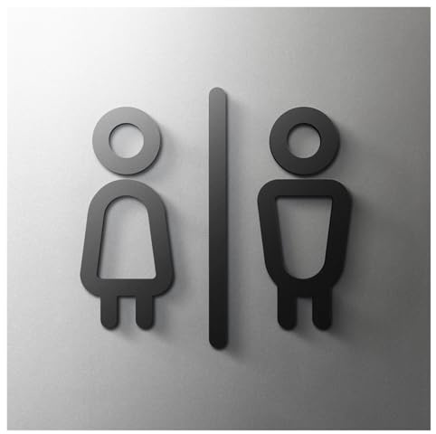 Male Female Toilet Signs, Unisex Toilet Signs 3D Arrow Plate Self-Adhesive Door Wall Sign Multicolor 18-25cm Width(2,Width 18cm)