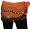 Tanzbekleidung & Accessories BAUCHTANZ MÜNZGÜRTEL HÜFTTUCH BELLY DANCE BAUCHTANZGÜRTEL HIP SCARF KARNEVAL XXL (142 Münzen, Orange)