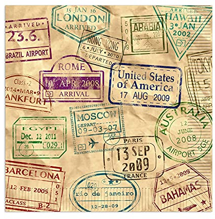 Pack of 16 Around The World Party Napkins - Global Travel Party Tableware