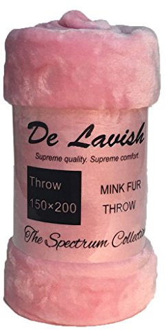D&L Luxuriöser Überwurf aus Nerz-Kunstfell, superweich, warm, gemütlich, Sofa- und Bettdecke, Fleece, Rosa, Einzelbett [127 x 152 cm]