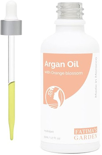 Fatima's Garden Arganöl mit Orangenblüte | 100% natürlich für Gesicht, Haare, Körper, Nägel | Anti-Aging, feuchtigkeitsspendend, kaltgepresst |weiche, klare Haut, stärkt das Haar-50ml