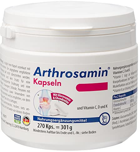 Arthrosamin Gelenkkapseln - Hochdosiert mit Glucosamin + Chondroitin für geschmeidige Gelenke - Das Original aus der Apotheke, 270 Stück