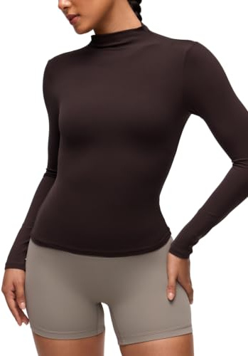 CRZ YOGA Softembrace Mock Neck Long Sleeve Top | Workout, Ultra Soft, Tight Fit, Waist Length, Going Out Shirts for Women