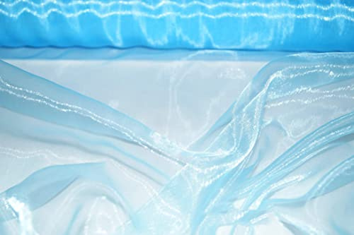 Premium Crystal Organza Voile Fancy Dress Costume Decorations Fabric 150cm Wide/Sold by The Metre (Sky Blue)