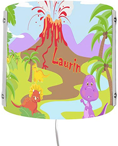 CreaDesign WA-1122, Dino, Kinderzimmer Wandlampe personalisiert mit Namen, Nachtlicht/Schlummerlicht für Steckdose, E14, 22 x 22,5 x 8,5 cm