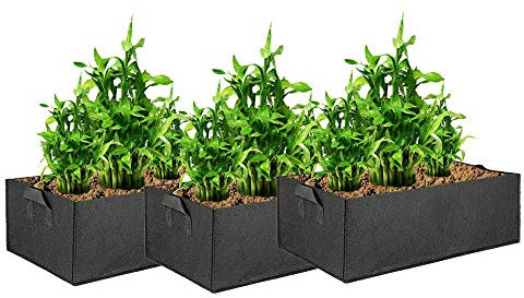 Mintice 3 Piezas Reutilizable Sac à plantes Bolsa de Cultivo de Plantas Vegetal Bolsa Cultivo Tela macetas Respirable hogar jardín para Patata, Tomate, Zanahoria Negro (50 * 30 * 20cm)