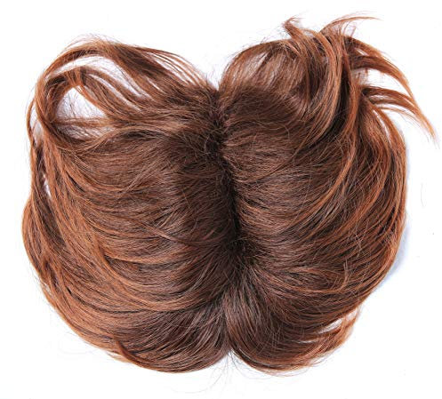 WIG ME UP - TYP-432-10BTM30 Haarteil Toupet Haarverdichtung Oberkopf Clips Braun Rotbraun gesträhnt Damen Herren