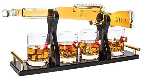 The Wine Savant Geschenke für Männer, Papa, 1000 ml Whiskey-Gewehrpistole, Dekanter 57,1 cm, Set mit Kugelgläsern, Schrotflinte, Geburtstagsgeschenkideen, Jahrestagsgeschenk, Geschenk für ihn,