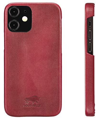 Solo Pelle Lederhülle für das Apple iPhone 12 Mini in 5.4 Zoll Princeton Case Leder Hülle Ledertasche Backcover aus echtem Leder (Rot Effekt)