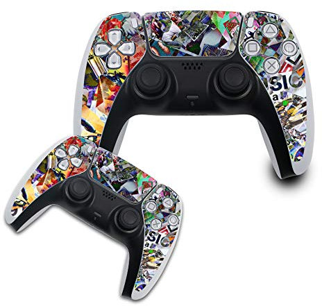 Finest Folia Schutzfolie kompatibel mit PS5 Sticker Hülle für Spiele Konsolen Controller Gehäuse Aufkleber Vinyl Folie Skin gegen Kratzer Design Cover R140 (Controller Set, Nr. 6 Stickerbomb)