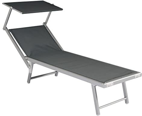 Set mit 2 Sonnenliegen aus Aluminium, Relaxliege für den Garten, Bed and Breakfast Pool, Farbe Grau