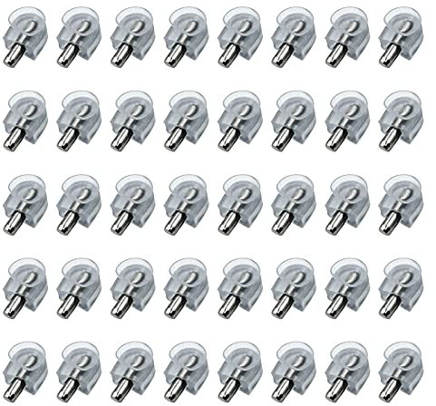 UFURMATE Chevilles de Support d'Étagère, 100 Pièces Chevilles de Support d'Étagère en Verre avec Ventouse, 5mm Goupilles d'Étagère pour Armoire Meubles Placard Bibliothèques