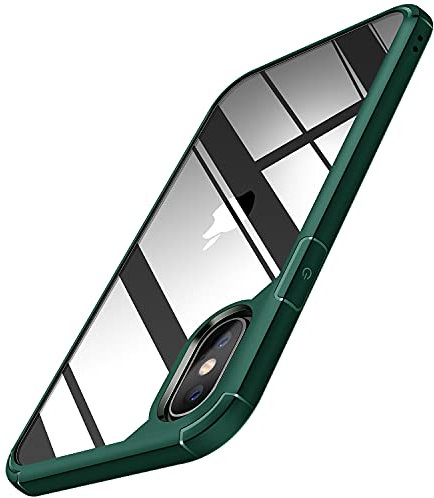 TENDLIN Compatible with iPhone XS MAX Case Crystal Clear Hard Back Soft Bumper Protective Case (Green)