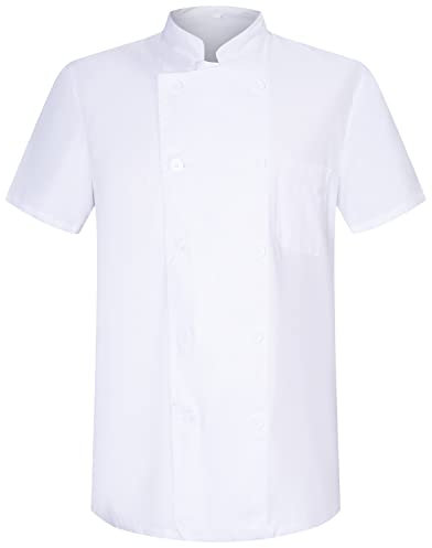 Misemiya - Veste de Chef pour Hommes - Veste de Chef pour Hommes - Uniforme d'accueil 8421 - Medium, Blanc 21