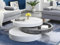 Vente-unique-Couchtisch rund - drehbar - 1 Ablagefach - MDF - Beton-Optik & Weiß - Janita