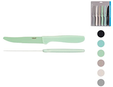 H&H Set 6 Coltelli Assortiti, Mezza Lama Seghettata