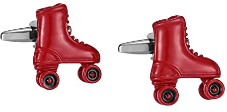 Homxi Hemd Manschettenknöpfe Herren,Schlittschuhe Manschettenknopf Edelstahl Manschettenknöpfe Personalisiert Rot