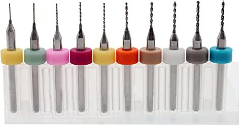 Saipor 10 Stück PCB Micro Spiralbohrer Set CNC Fräser Bits PCB Bohrer Bit Set Micro Bit Hartmetall für Druckleiterplatte, Schmuck, 3D Drucker, CNC-Gravur (0,3-1,2 mm)