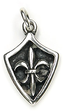 NKlaus Pendentif Fleur de Lys médiévale argent 925 oxydé 2cm Amulette 7470