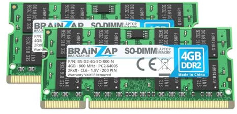 BRAINZAP 8GB (2X 4GB) DDR2 RAM SO-DIMM PC2-6400S 2Rx8 800 MHz 1.8V CL6 Notebook Laptop Arbeitsspeicher