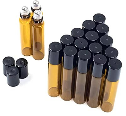 Lot de 24 bouteilles en verre vide de 10 ml - Petites bouteilles en verre avec billes en acier inoxydable (24B)