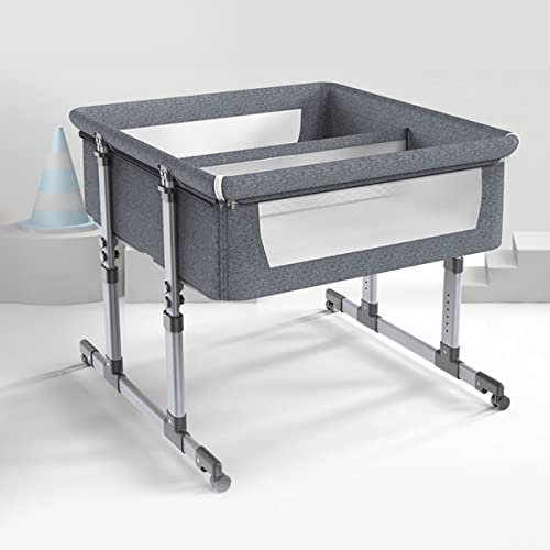 Baby-Bett neben dem Bett, Zwillings-Kinderzimmer mit Stubenwagen, Abnehmbarer Seite, Co-Schlaf-Babybett mit Matratze, Bremsrad, tragbares Reisebett für Kinder im Alter von 0 bis 24 Monaten (Color :