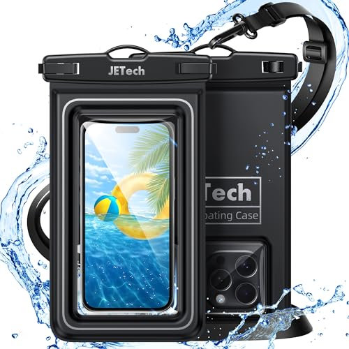 JETech Schwebend Wasserdicht Handytasche, 2 Stück Wasserfest Hülle für iPhone 16e 16 15 14 13 Pro Max Plus, for Galaxy S25 S24 Ultra Andere bis zu 7 Zoll, IPX8 Trockensack mit Umhängeband