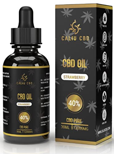 CALIU CBD | Huile de CBD Bio 40% (12000mg) | 30ml - 1200 Gouttes | Arôme Fraise | Huile de Chanvre Premium | 0% THC | Fabriqué dans l’UE | Bien-être & Sommeil | cdb Hemp Oil.