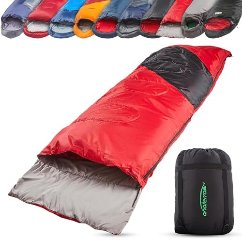 anaterra® Schlafsack - Für, alle Jahreszeiten, Camping, mit Kompressionssack, Leicht, kleines Packmaß, Outdoor, Wasserdicht - Winterschlafsack, Sommerschlafsack, Campingschlafsack (Modell 8)