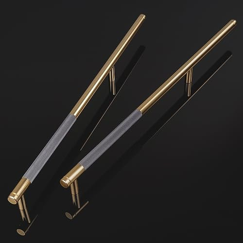 Pexintek 6 Pack Gold Modern Cabinet Handles 256mm Hole Centers Kitchen Bathroom bedrooms Study Furniture Door Vintage Pulls with Screws for Cupboards Drawer Wardrobe Dresser (Golden Grey)