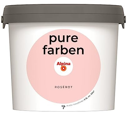 Alpina pure farben Wandfarbe – Rosérot – strapazierfähige und atmungsaktive Innenfarbe – ergiebig, gut deckend & reinigungsfähig – 2,5 Liter