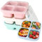 Surflyee 4 Stück Snackbox mit Fächern, 4 Fächer Bento Snackbox, Snack Box für Kinder und Erwachsene, Mikrowellensicherheit, Wiederverwendbar Bento Snack Box für Schule, Arbeit und Reisen