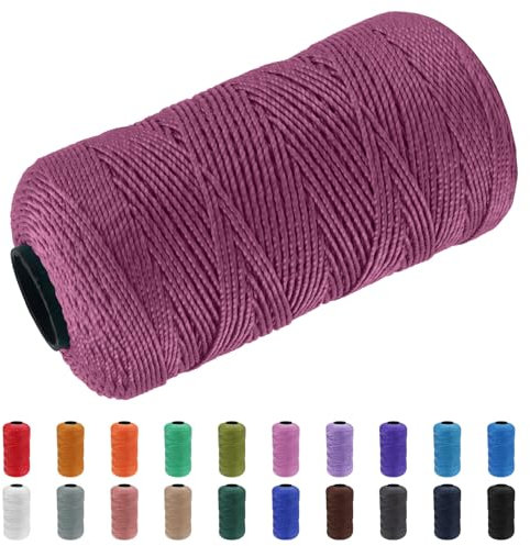 CAMAL Macrame Corda Polipropilene Filo Macrame 1.5mm Spago Colorato 200m Cordino per Borse Uncinetto Corde Colorate per Artigianato, Decorazioni per la Casa, Borsa a Tracolla (Rosa Antico Scuro)