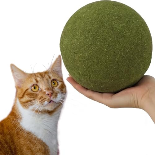 PAPIEEED GIANT Cat Catnip Ball for Cats, 4.7 Inches Huge Cat Catnip Toy | Indoor Cat Licking Chewing Toy Ball Game