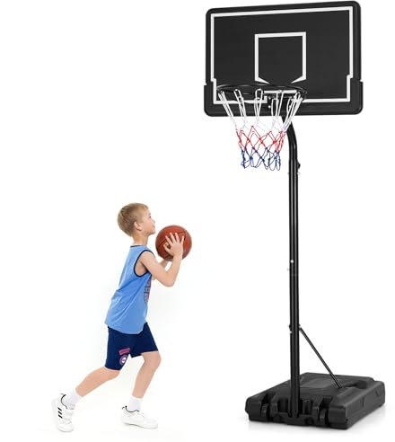 COSTWAY Basketballkorb Outdoor, Basketballständer 210-260cm höhenverstellbar auf Rädern, Korbanlage mit befüllbarer Basis & PC-Rückwand, Basketballanlage Kinder für Innenbereich Außenbereich