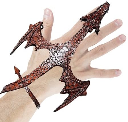KOOMAL Cosplay Dragon Bracelet, Leather Hand Dragon Bracelet, Adjustable Dragon Hand Cuff Arm Band, Gothic Vintage Dragon Wrap Bracelet for Men Women (brown)